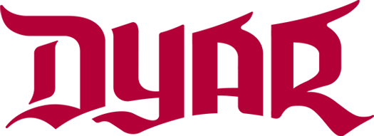 A solid, rectangular image completely filled with a deep, rich shade of red, often referred to as crimson or maroon and spells out DYAR.